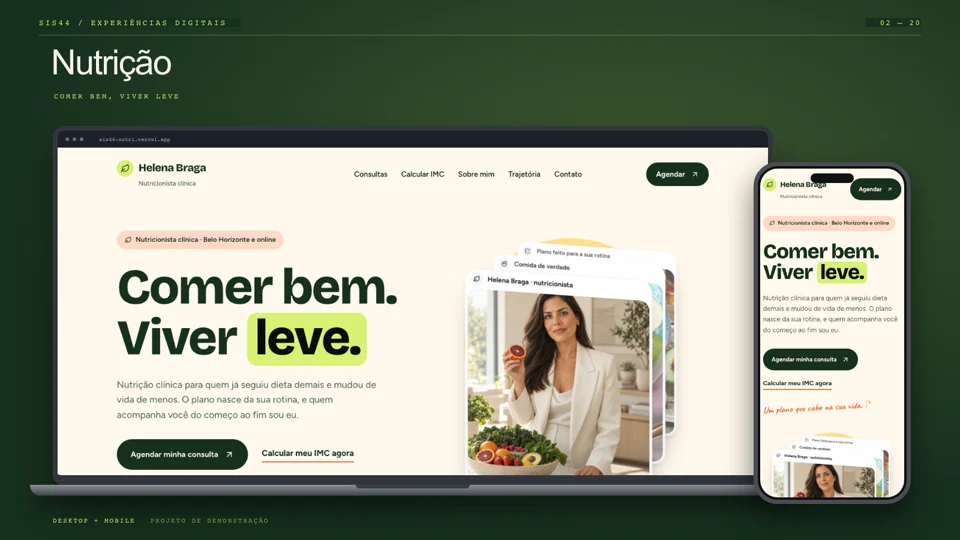 Preview do site Nutrição