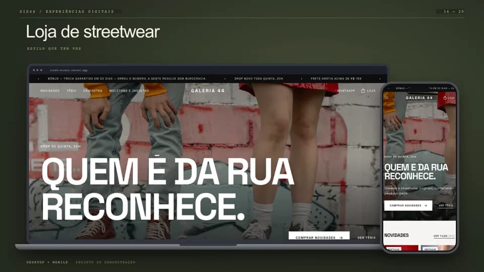 Preview do site Loja de streetwear